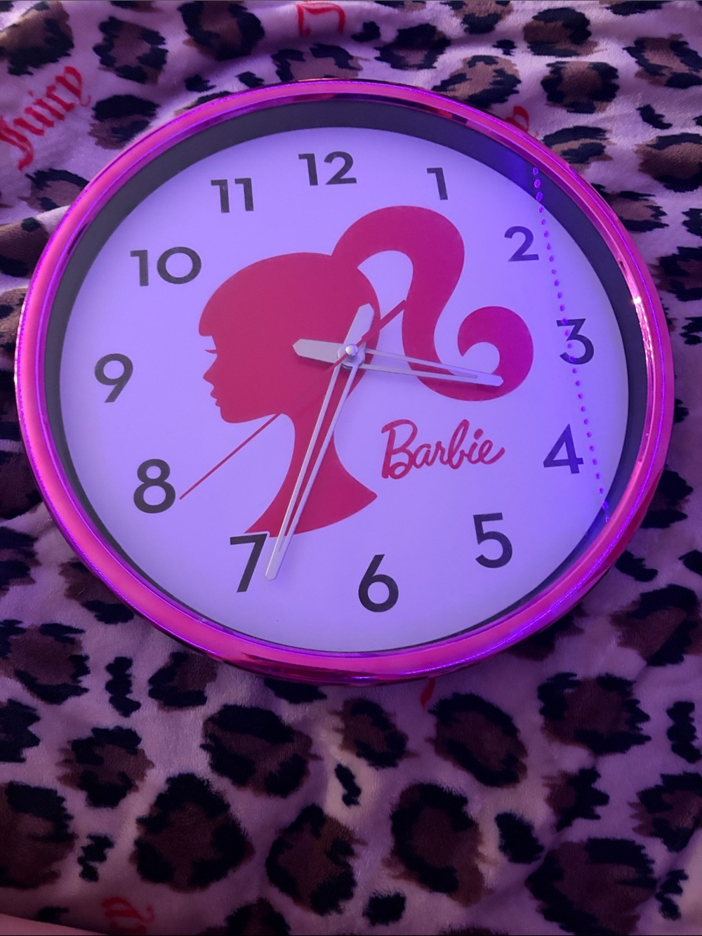 Barbie Hot Pink and White Wall Clock with Silhouette